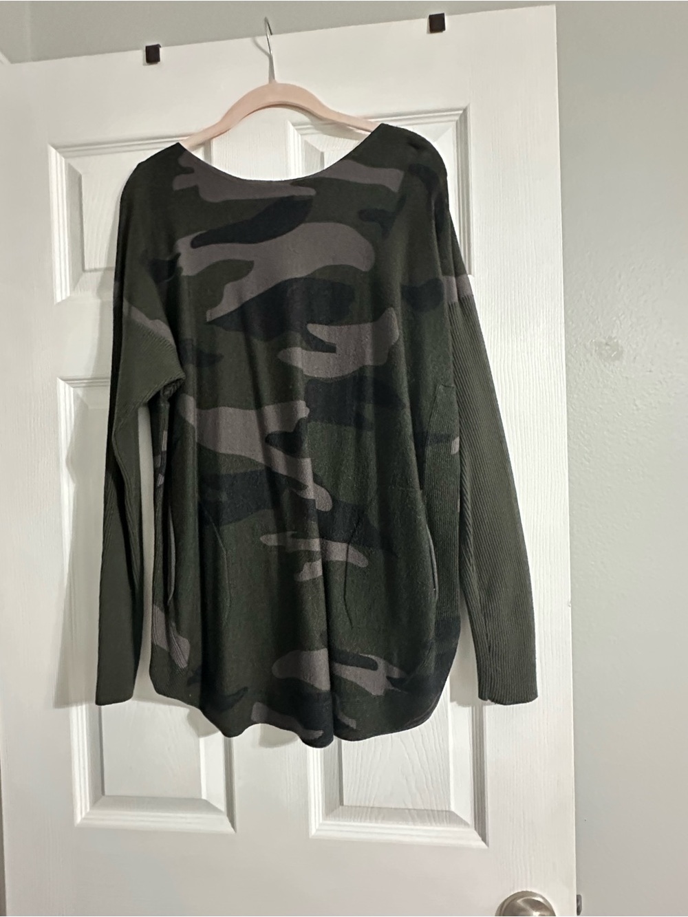 CHARLIE B Olive & Gray Camo Crewneck Sweater